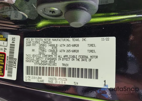2023 Toyota Tundra 1794 Edition from USA, damaged, VIN 5TFMA5AB4PX021883